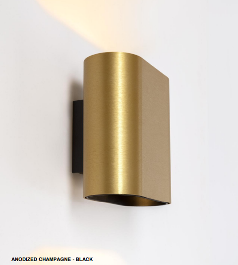 Duell væglampe LED 900lm Tre dim Modular - Ano Champagne/black / Metailic blue/alu