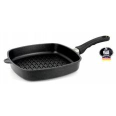 AMT I-E285BBQ Induktion Grillpfanne flach Aluminumguss 28 x 28 cm, Höhe 5 cm