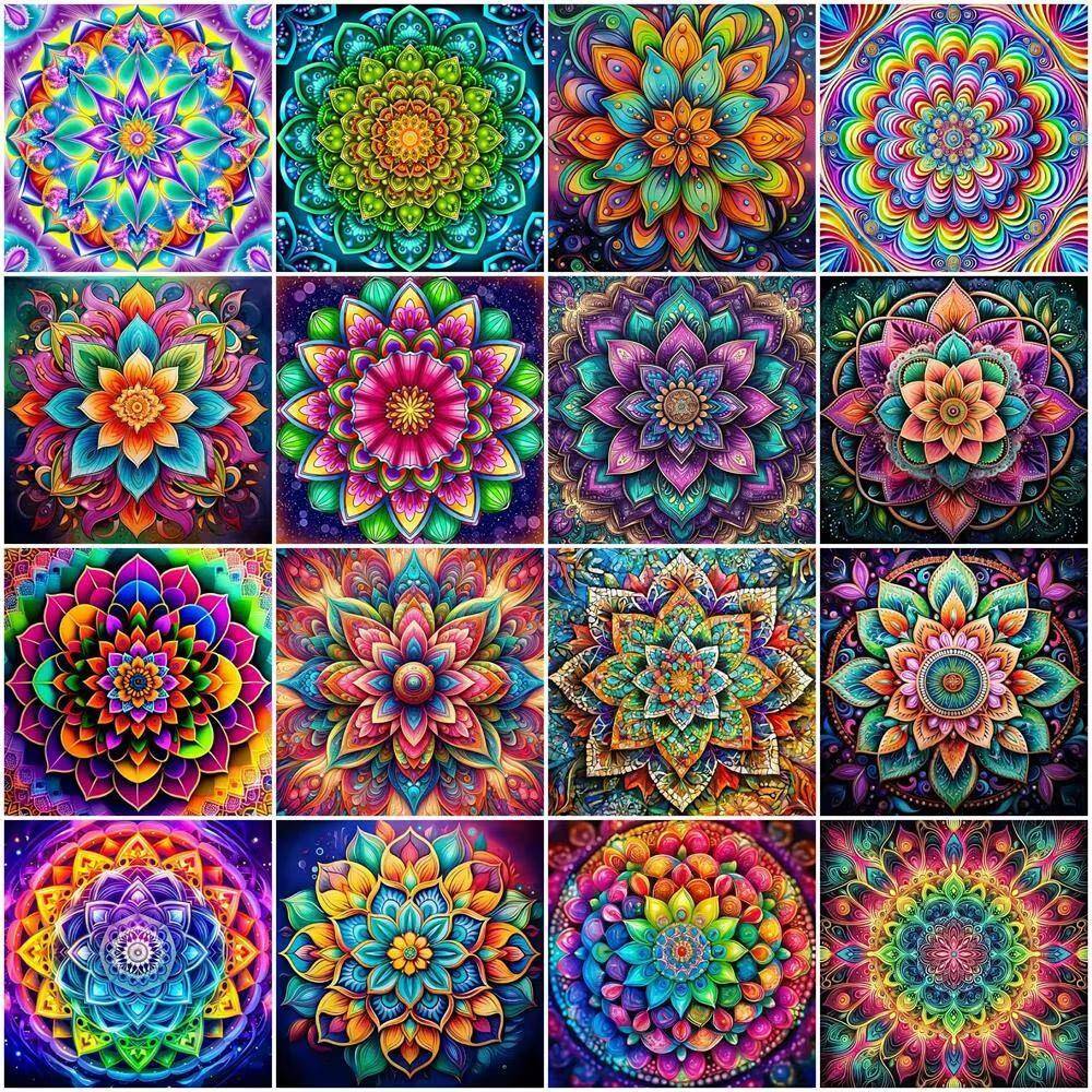 Diamantmålning Mandala DIY 5D Helt Rund Borr Broderi Fantasy Mosaik Blomma Väggdekorationer Vardagsrum