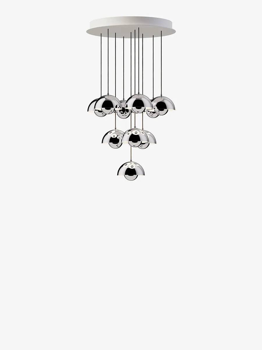 Flowerpot Chandelier VP10, 10 pendants fra &Tradition Chrome-Plated - Jacobsen Plus