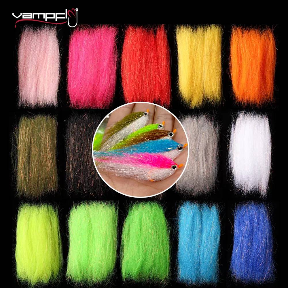 Vampfly  2Packs Crimped Slinky Fiber Flash Synthetic Streamer Fibers Fly Tying Material for Minnow Streamer Jig Flies Trout Lure