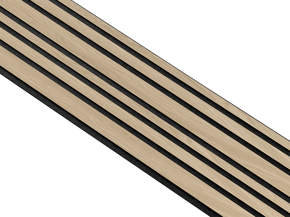 I-Wood Basic Mixed listebredde paneler, i sort kerne, hvid oliering - mål 17 x 300 x 2400 mm.