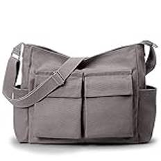 KALIDI Canvas bärkasse axelväskor dam casual messenger crossbody väska tjock kanvas hoboväska vattentålig för college arbete shopping resor dagligen