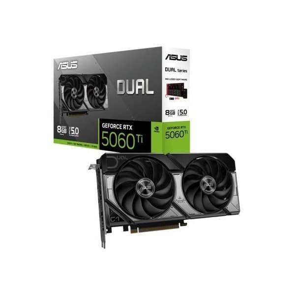 Grafikkort - ASUS - DUAL RTX 5060 Ti 8G - 8 GB GDDR7 - 4608 CUDA - PCIe 5.0, HDMI 2.1b/DP 2.1b