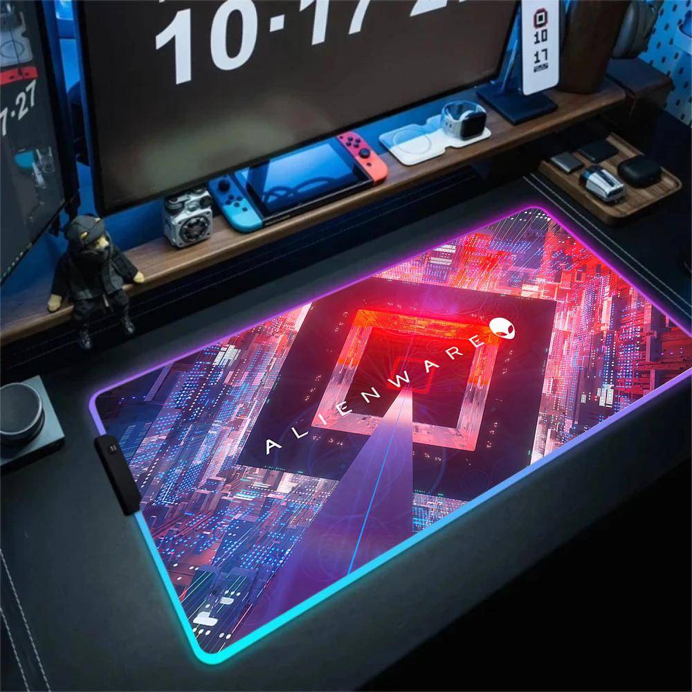 XXL Stor PC-spelare Tangentbord Skrivbordsmatta 900x400 RGB Alienware Spelmusmatta LED Datortillbehör Tapis De Souris Musmattor