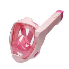 Snorkel Mask Full Face with Full Dry Breathing System Snorkeling Gear for Adults 180° Panoramic L XL rosa