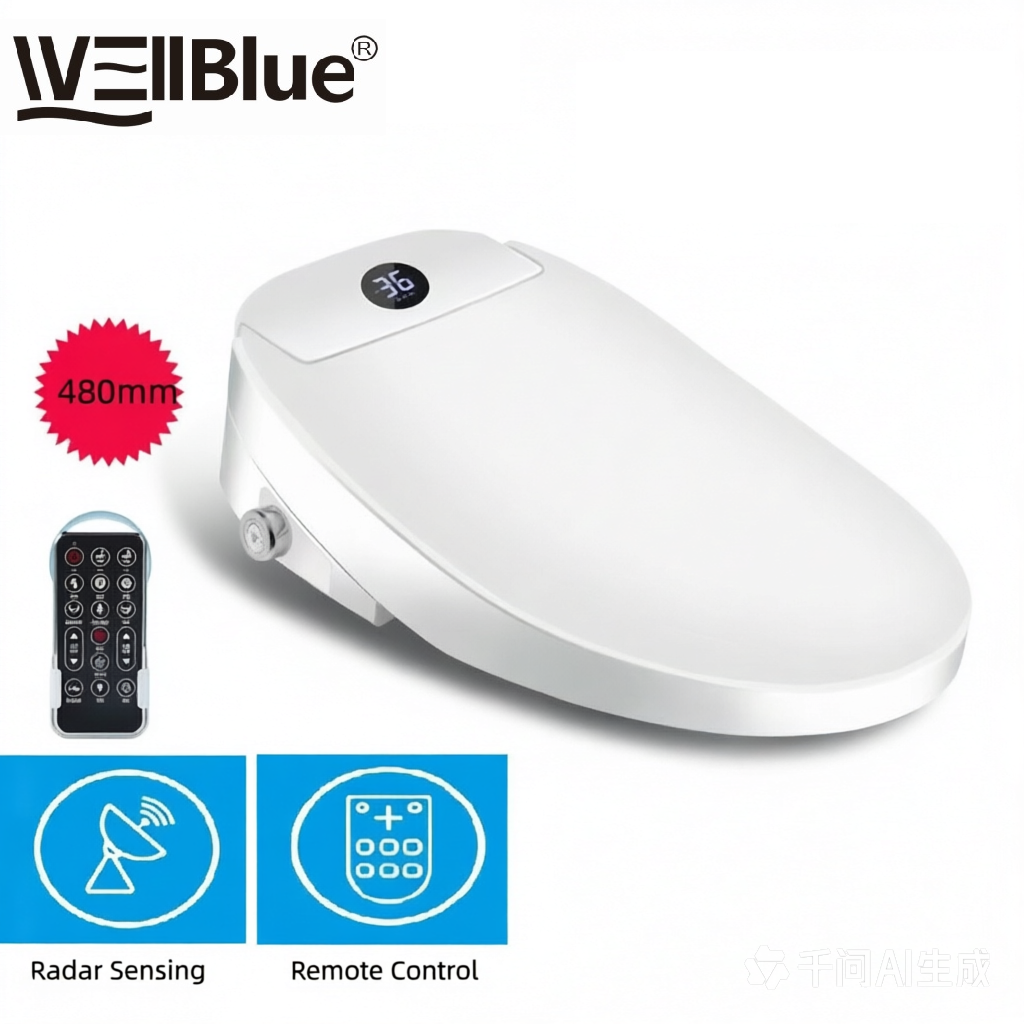 Electric Bidet Toilet Seat Lid , Auto Open/Close Lid & Seat with Radar Sensor, Warm Water Warm Air Dryer, Heated Seat