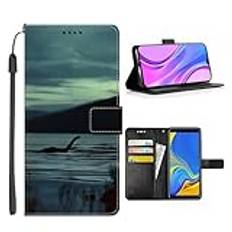 Xioolia Plånboksfodral till Samsung Galaxy A3 A30 A30S A31 A32 A33 A34 A40 A42 A43 A44 A5 A50 A51 A52 A53 A54 4G/5G med Lochnessmonster-BT4 TPU läderkorthållare