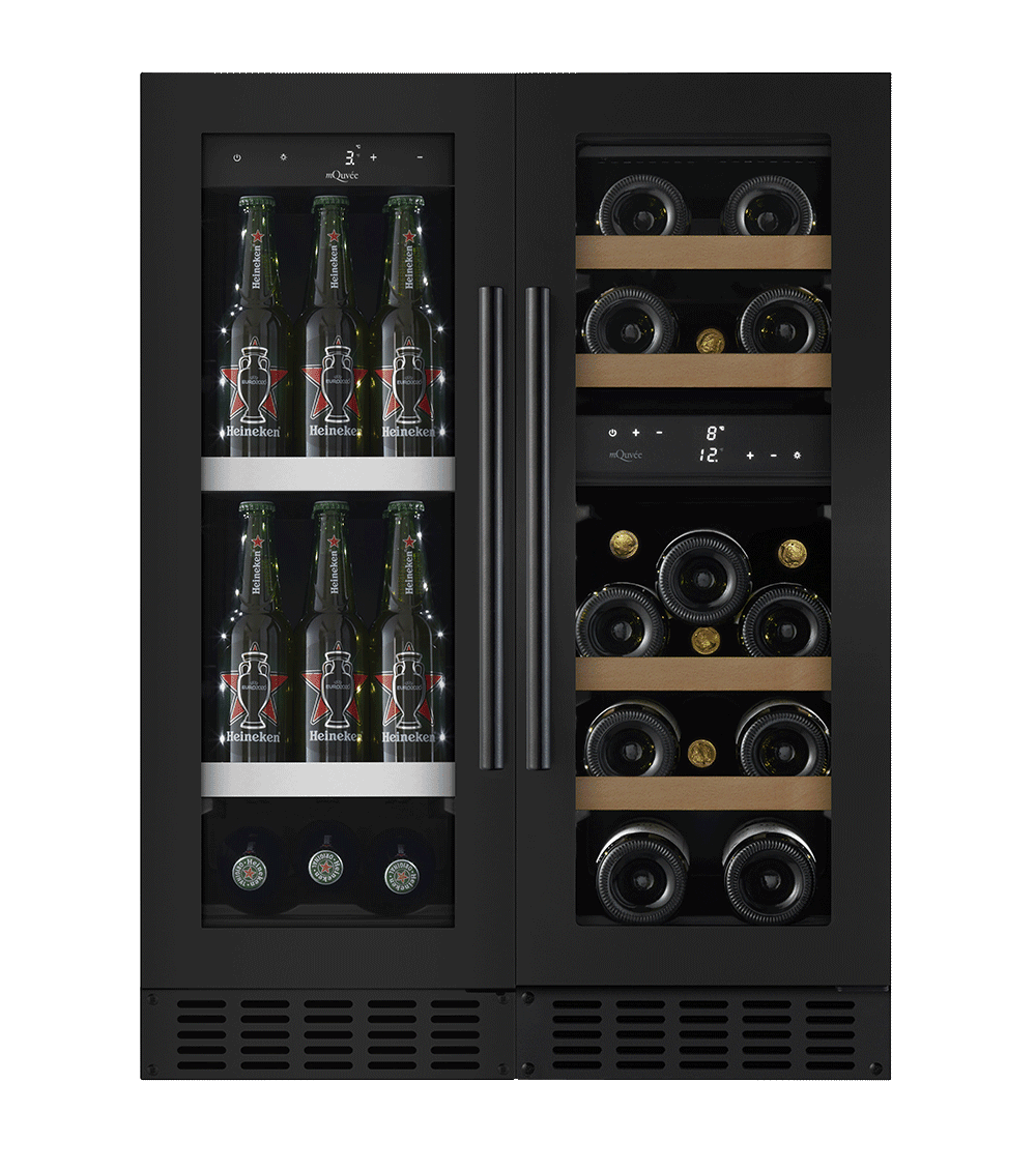 Vinkyl och Ölkyl inbyggd, kombinationspaket 60 Anthracite Black, svart, kompressorkylning, 700 mm dörrhöjd