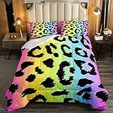 Loussiesd Leopard täcke infoga pojkar djur täcke för barn flickor 3D leopard gepard flerfärgad duntäcke chic vilda djur täckeset 3 st king size