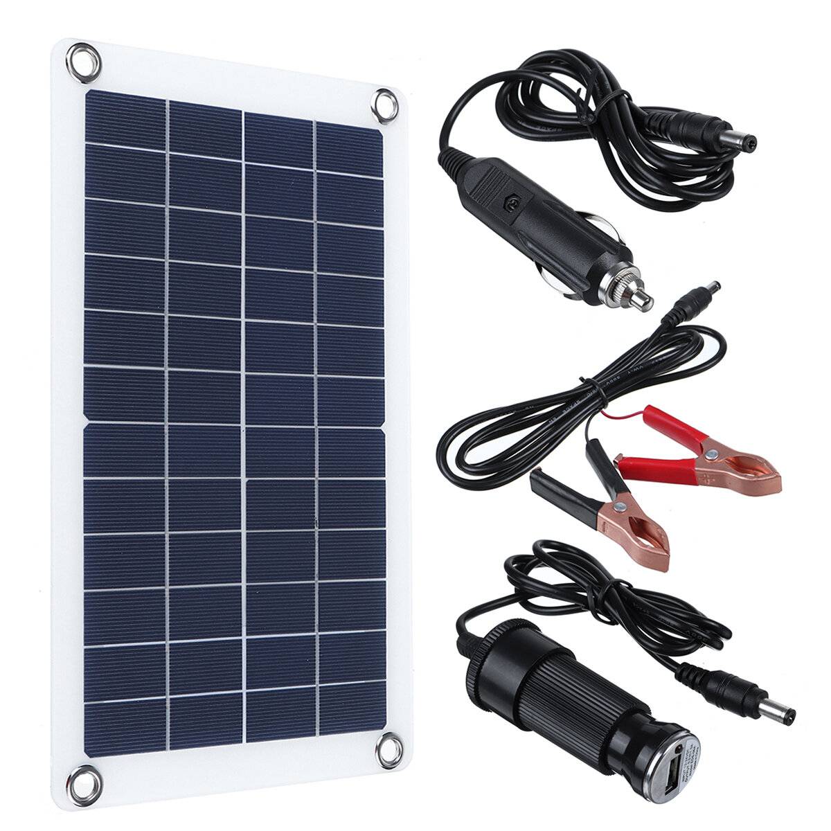 30W 12V Solpanel Monokristallinsk Kiselbatteriladdare Trickle Portabel För Bil, Van, Båt, Husvagn, Campingfordon