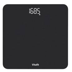 Vitafit Digital personvåg, professionell vägning sedan 2001, personvåg med tydlig LED-display och steg, 3 x AAA-batterier ingår, 180 kg, silver spray svart