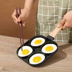 4-håls äggpanna i aluminiumlegering med nonstick-beläggning, Maifanshi-beläggning, halkfri handtag, frukostpanna - Multifärgad (Mörkgrå fyrhålspanna med fyrkantigt handtag,Fyrahåls tecknad stekpanna)