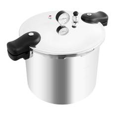 Tryckkokare 22 liter, tryckkokare för induktion med säkerhetsventil, manometer, tryckkokare, tryckkokare för grönsaker, kött, soppa, silver