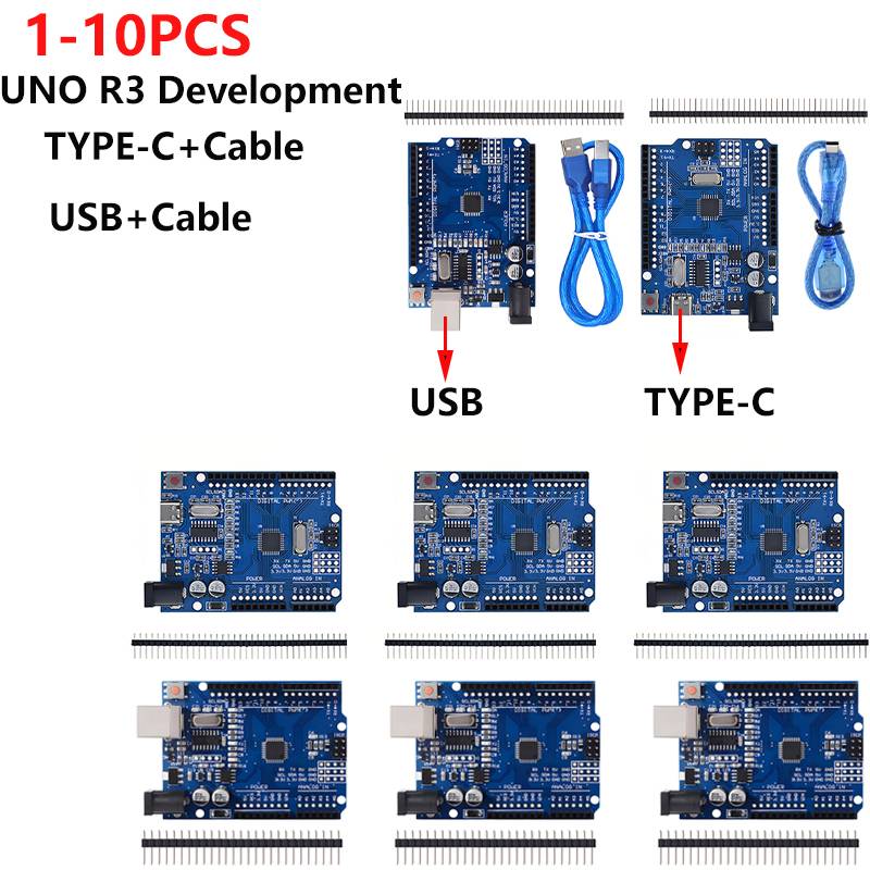 XCW UNO R3 Official (CH340G) MEGA328P Chip for Arduino UNO R3 + USB/TYPE-C CABLE ATMEGA328P-AU Development Board 16Mhz 1-10PCS