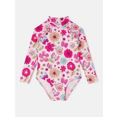 Angels By Accessorize Angels By Accessorize Pink Girl Retro Bloom Long Sleeve Swimsuit