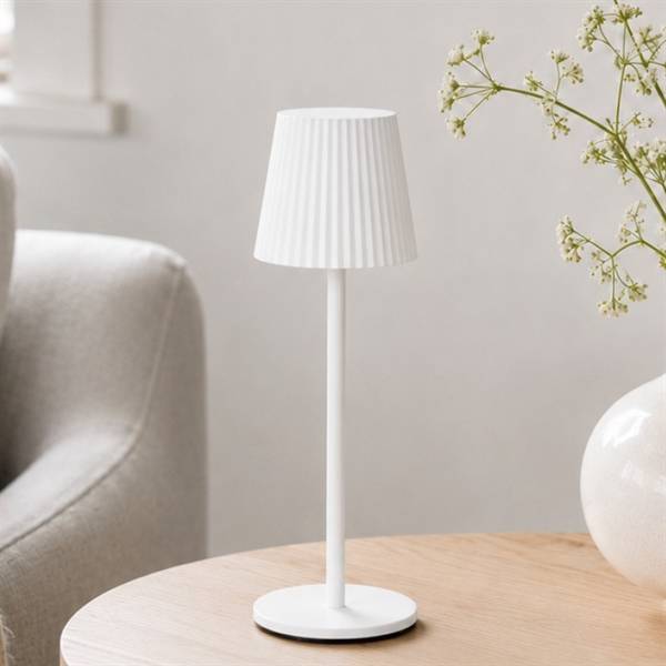 Trådløs Bordlampe Med Touch og Dæmper H: 27 cm, Hvid.