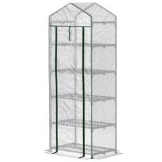 Drivhus med 5 hylder, 69 x 49 x 193 cm, transparent - hvid