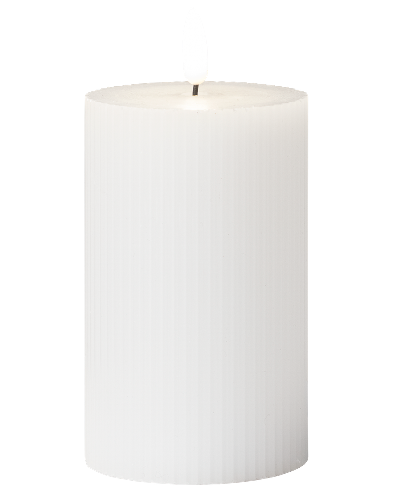 LED-blockljus med rillor och timer - H. 12,5 cm