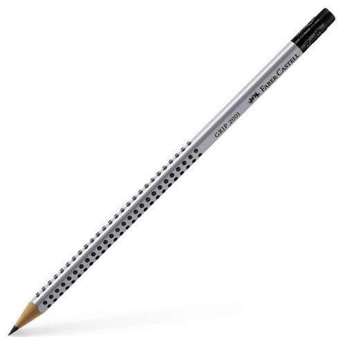 Faber-Castell blyant GRIP 2001 med viskelæder, H el. HB, 12 stk pr. æske.
