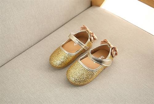 Baby festsko; Baby Amalia - guld - søde små guldsko med glitter.
