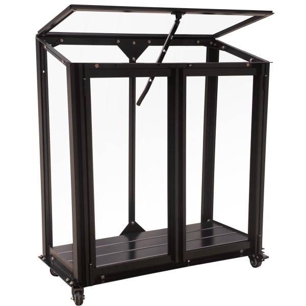 Minidrivhus med hjul poly sort 67,6x33,2x69cm