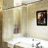 ecooe Duschdraperier 3D romb duschdraperi transparent 100% EVA-material vattentätt antimögel, 240 x 200 cm med 16 ringar badrumsgardin för badrum, tjocklek 0,15 mm