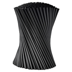 Sorte plastik sugerør ø8 mm 250x - 20 cm
