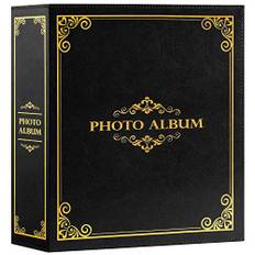 Lanpn fotoalbum 10 x 15 1 000, traditionellt extra stort XXL, konstläder, plugga in album för högt och liggande format, bilder, svart