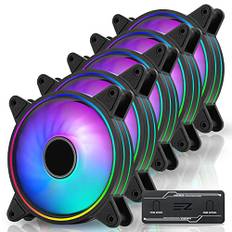 EZDIY-FAB Moonlight RGB PWM Gehäuselüfter 120mm mit Neu RGB PWM Lüfter Hub, 5V Motherboard Sync, ARGB Computer Lüfter für PC Gehäuse,Multiple Light Modes-5 Pack