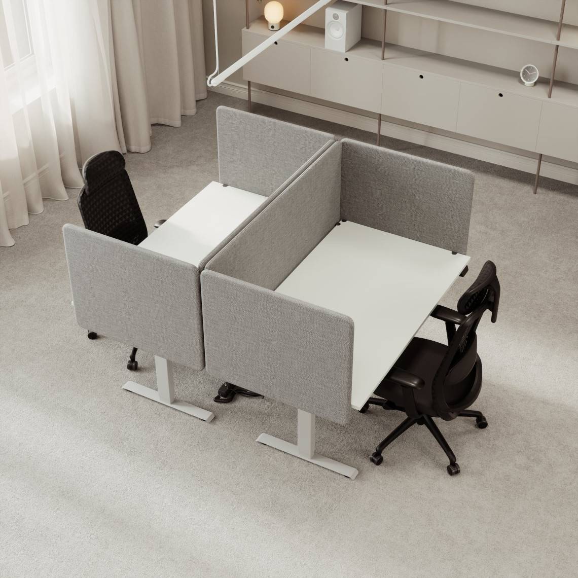 Komplet arbejdsplads, Kabelhåndtering Nej, Bordpladens størrelse 120 x 70 cm, Lampe Nej, Monitorarm Nej, Udseende Light Grey, Antal pladser 2.