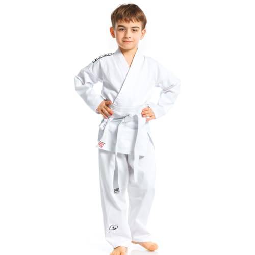 Starpro Judoanzug für Kinder – Hochwertiger Judo Gi aus 100% Baumwolle, 250 g/m² – Inklusive Weißer Gürtel – Größen 100 cm bis 170 cm