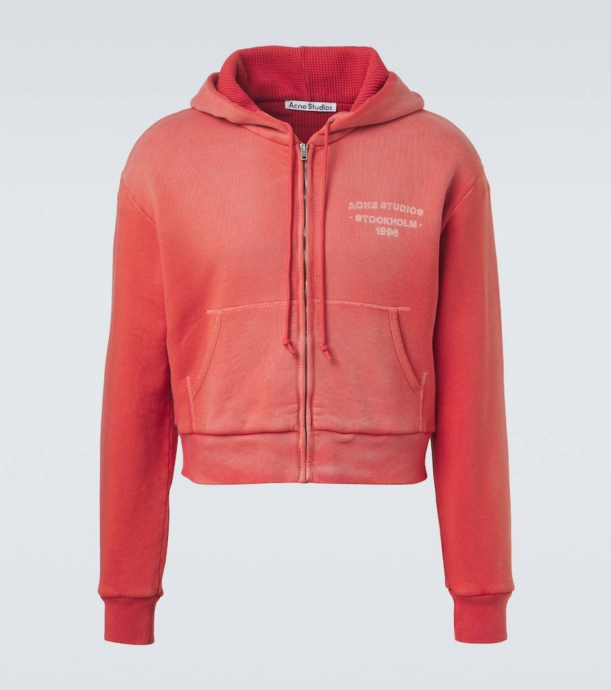 Acne Studios Logo cotton jersey zip-up hoodie - red - XXL/XXXL