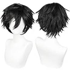 Gairyan Kort peruk för kvinnor, svart, cosplay, anime, halloween, unisex, cosplay-peruk, herr, raka, syntetisk, peruk för utklädnad, fest, karneval, fest