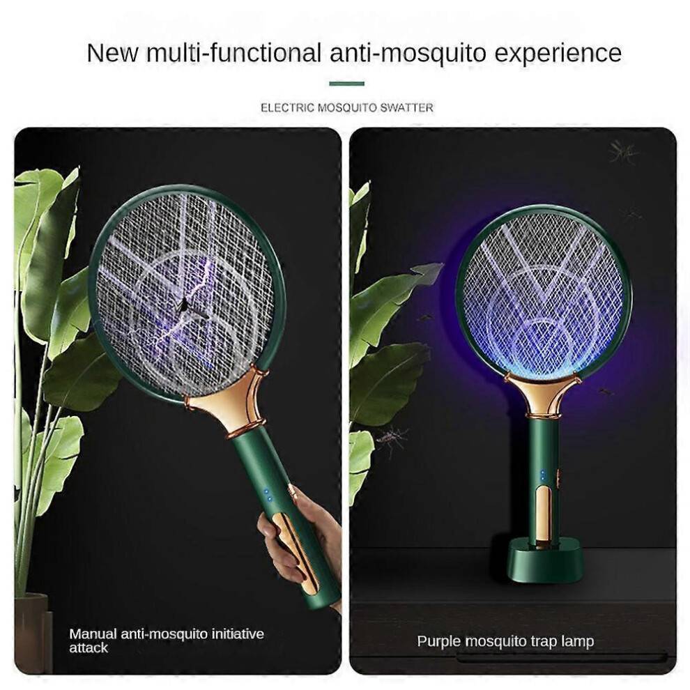(green) Rechargeable Electric Mosquito racket Killer Electric fly swatter fryer flies Cordless Battery Power Bug Zapper Insects Racket