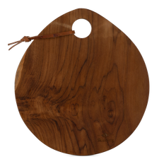 Rundt Skærebræt i Teak Træ L26xB25xH1.5 cm.