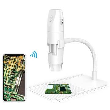 50X-1000X WiFi Digital Mikroskop med Stativ - Vit