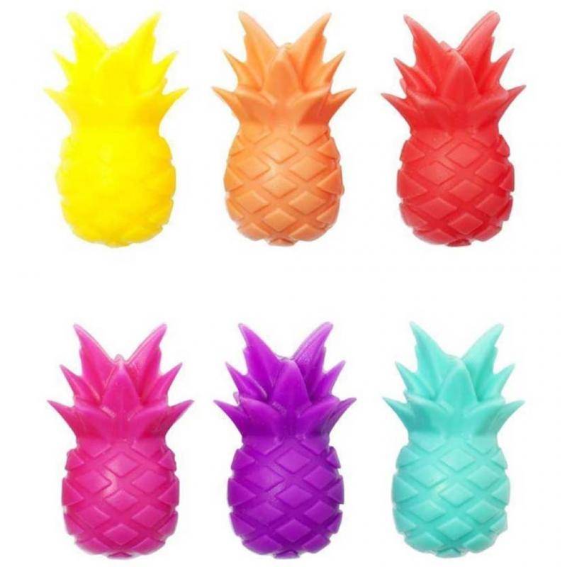 6 st 6 färg silikon vinglas logotyp söt ananas vinglas mark kök bar fest prylar snabbt