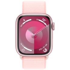 Apple Series 9 GPS 41mm Pink Case Light Pink Sport Band MR953 - Dame - 41 mm - Smartwatch - Quartz m. Oplader