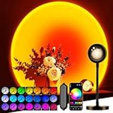 Neroupe Sunset Lamp Projector with APP & Button Control, 360 Degree Rotation Multiple Colors Changing LED Lamp Night Light, Sunset Light for Bedroom Decor/Party/Christmas Gifts/Tiktok Live/Room Decor