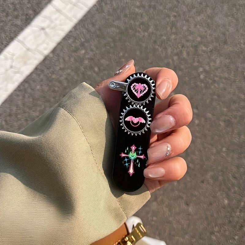 TEMU Windproof Powder Flame Refillable Lighter With Inflatable Ignition, Gothic & Pink Flame - Butane-free ( Included) - Cool Gift For,, Parties, Camping - & Portable Fire Starter