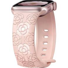 Strap for Apple Watch Series 10, 9 8 SE 7 6 5 4 3 2 1 Ultra 2, 42mm-44mm-45mm-46mm-49mm Silicone Camellia Pattern - Pink