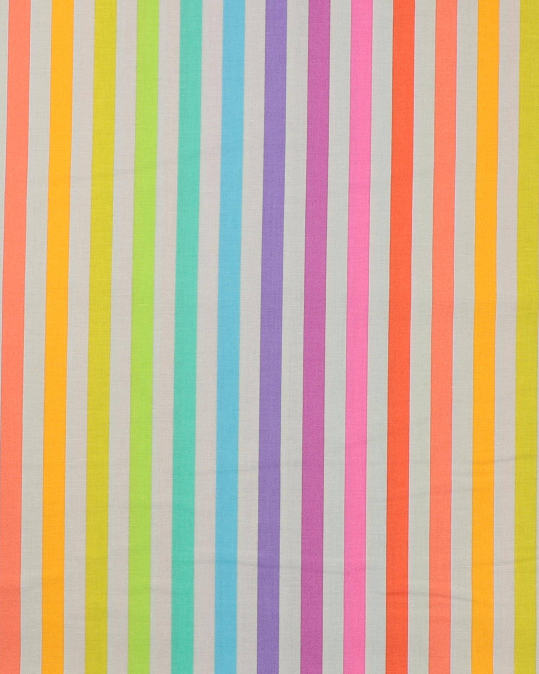 Disco Stribe, lysegrå m. farvede striber - Tula Pink - 100% Bomuld