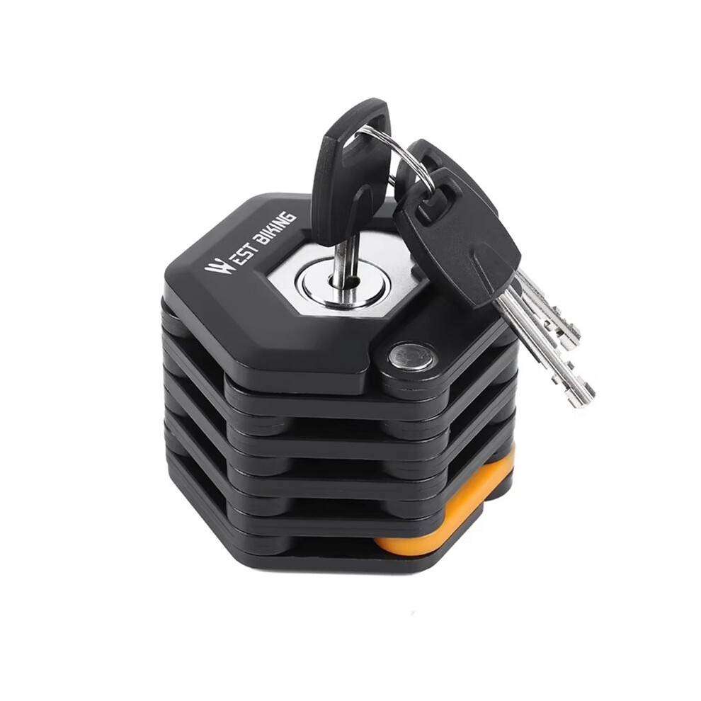 WEST BIKING Bike Folding Lock Portable Alloy Steel Anti-Theft Safety Lock Motorcycle E-Bike Lock MTB Road Bike Accessories