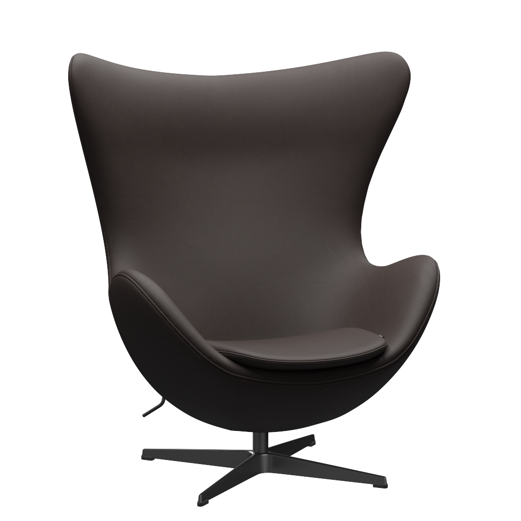 3316 Ægget loungestol, stel i sort af Arne Jacobsen Haze læder - Dark Brown - Jacobsen Plus