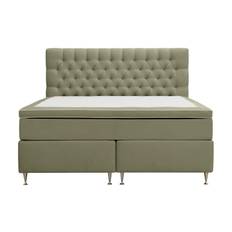 Berg & Strand Hilton lyx Komplett Sängpaket 180x200 cm Kontinentalsäng med knappad sänggavel i sammet - Olivgrön sängpaket Grön