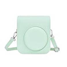 ASFWAGQ Omedelbar kamera väska kompatibel med Instax Mini 12/Mini 11 Mini 9 Mini 8 PU läder direktbildskamera resväska med axelrem och väska (lilac lila), Mintgrön, Populär enkelhet