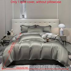 TEMU 1pc Simple Modern Dark Gray Satin Solid Color Quilt Cover, Bedroom Use Feather Quilt Cover, Bedding No Pillowcase, No Quilt