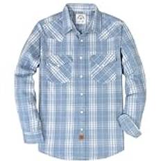 Dubinik® flanellskjorta för män, rutig, västerländsk, cowboy, vintage, långärmad, tryckknappar, bomull, fritidsskjorta, Blå och vit, 3XL