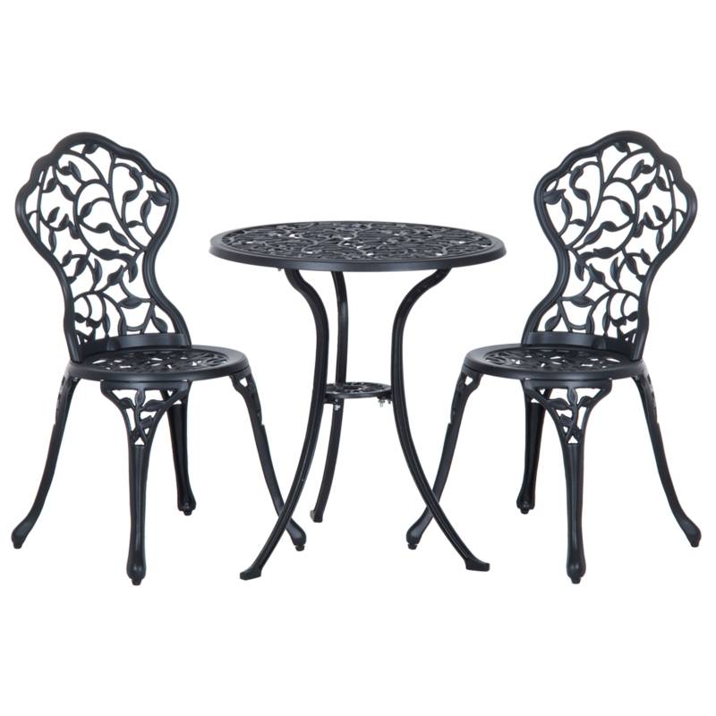 Caféset 3 delar gjuten aluminium svart